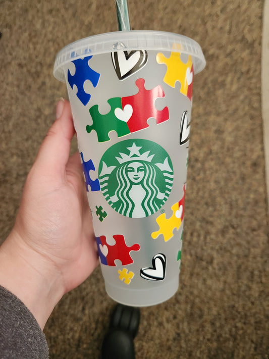 Autism awareness logo cold cup