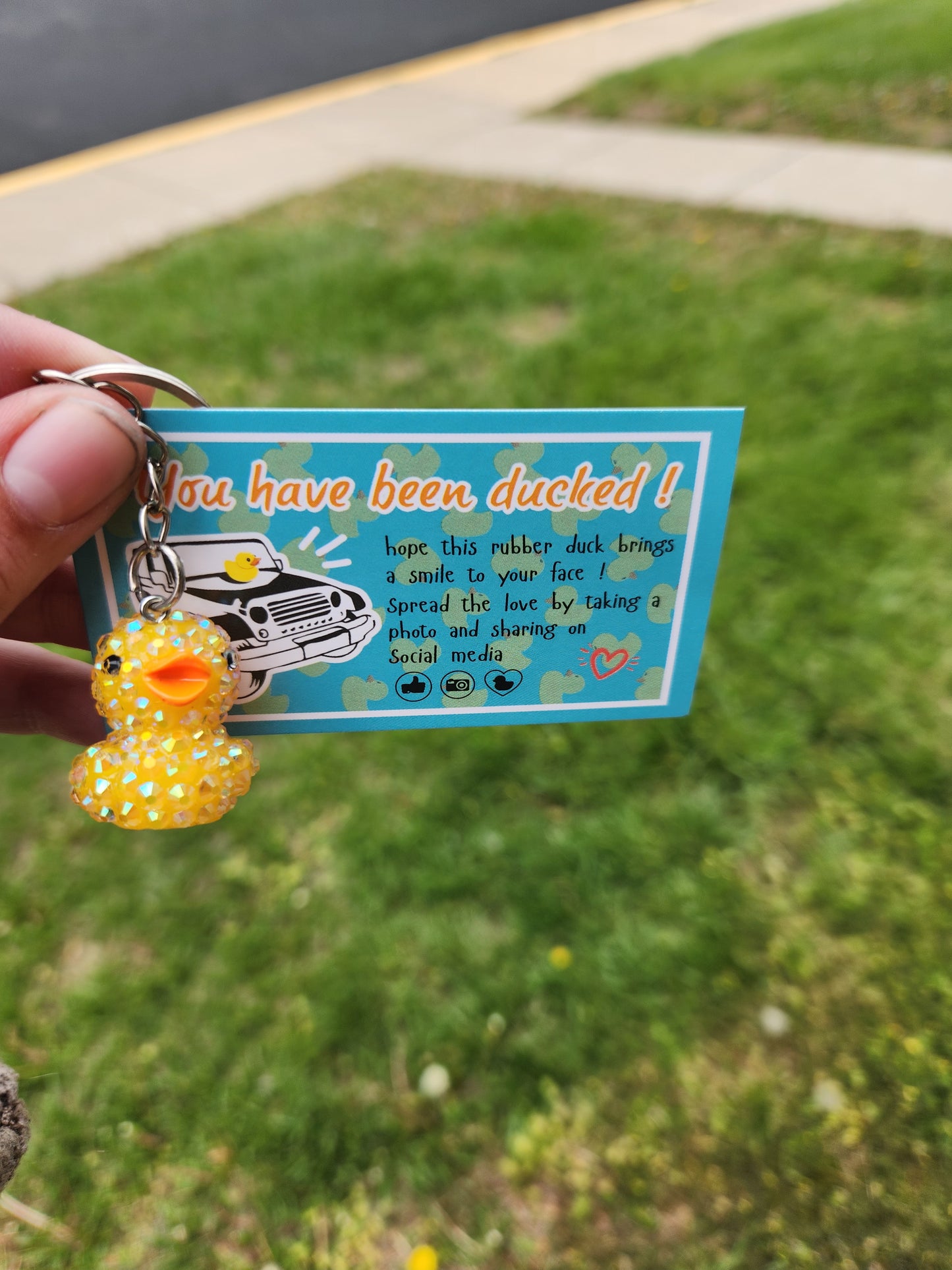 Rhinestone duck keychain