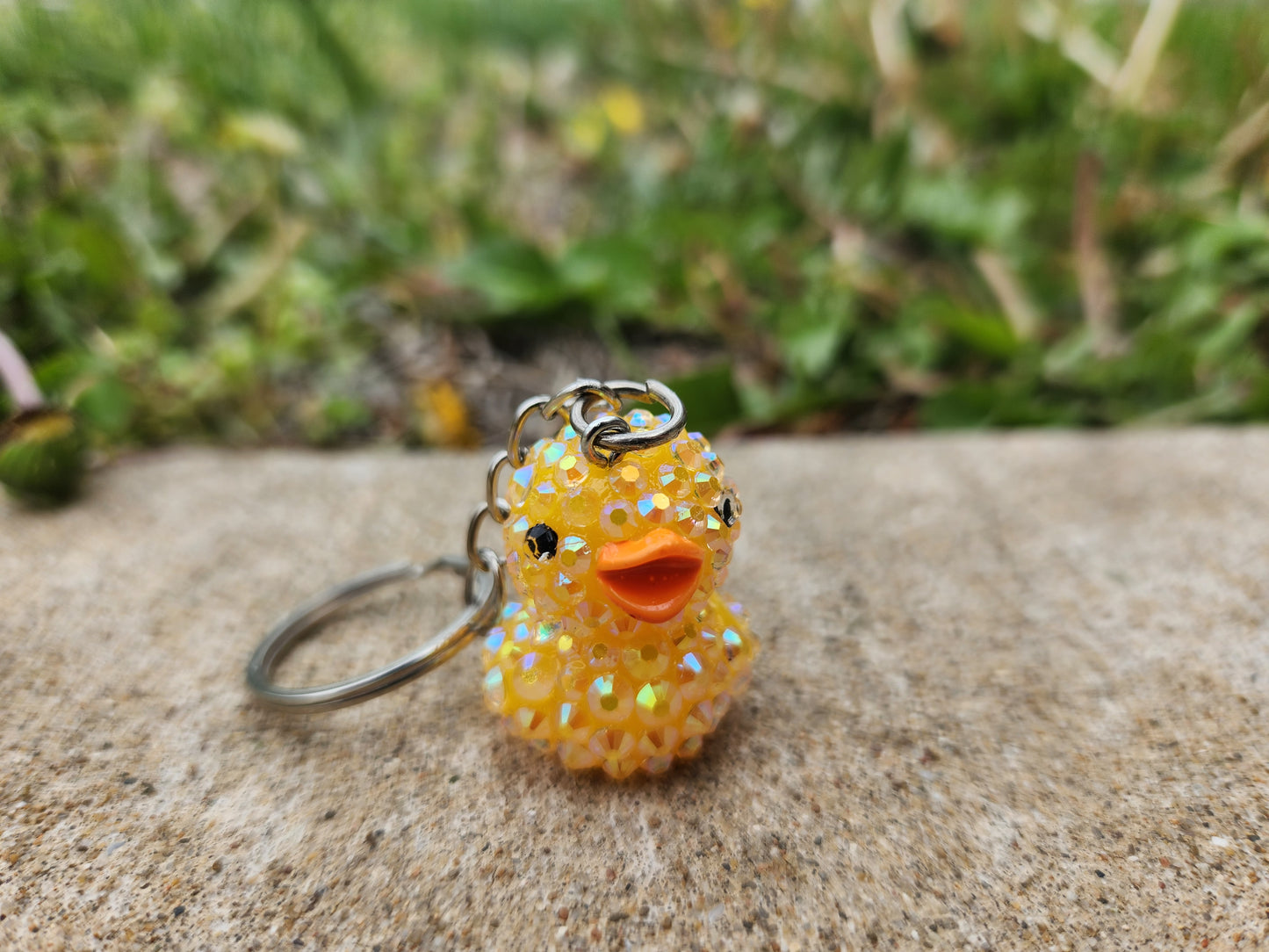 Rhinestone duck keychain