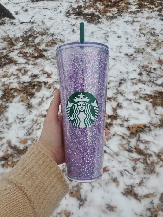 Lilac Rhinestone Starbucks Acrylic Tumbler